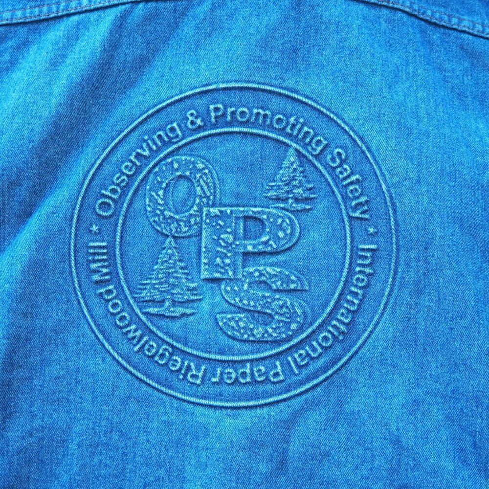 TYCA Embossed "International Paper Riegelwood Mill OSP" Denim Jacket Men's 4XL - Picture 8 of 8